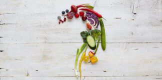 A question mark formed out of foods for nutrition myths
