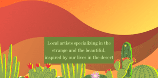 Graphic image of the sonoran desert with the desert rat art collective statement