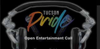 Image of headphones with Tucson Pride Logo in them