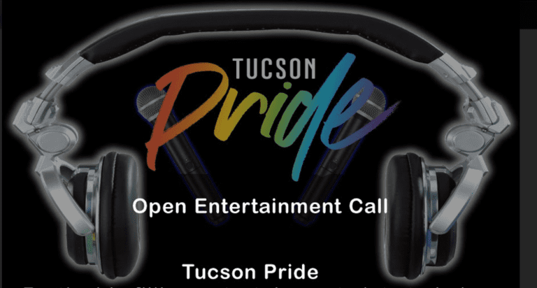 Image of headphones with Tucson Pride Logo in them