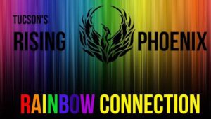 Rainbow connection over a rainbow background