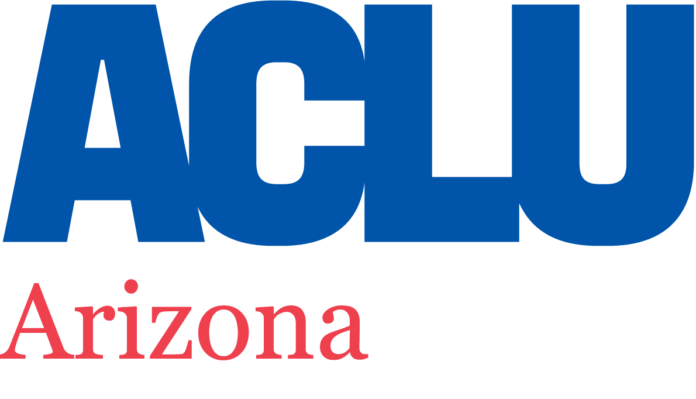 ACLU of Arizona logo with blue ACLU lettering and a red underline on a white background. The ACLU of Arizona works to protect LGBTQ+ rights and civil liberties across the state through advocacy, legal action, public education and community resources.