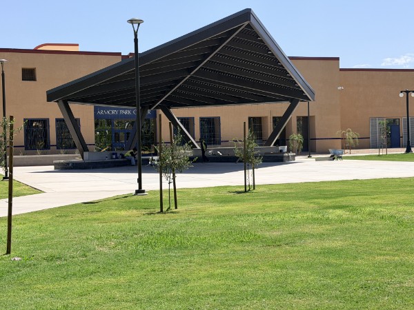 Armory Park Center in Downtown Tucson Shaded pavilion outside Armory Park Center in downtown Tucson